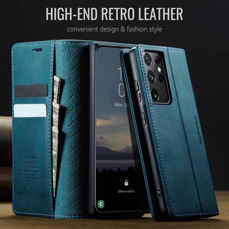 For Samsung Galaxy S21 Ultra 5G CaseMe 033 Calf Leather Lining Microfibre RFID Blocking Phone Case