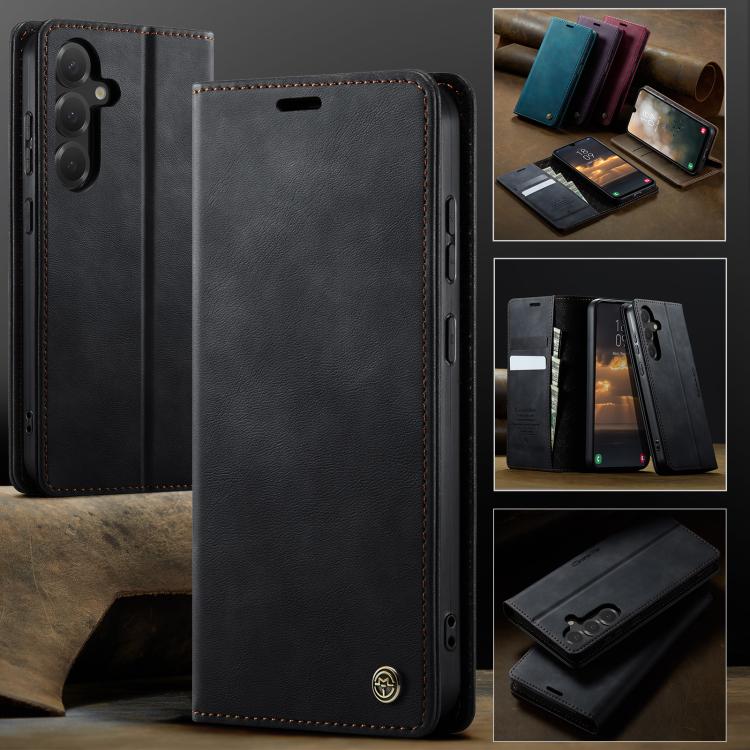 For Samsung Galaxy S24 / S25 5G CaseMe 033 Calf Leather Lining Microfibre RFID Blocking Phone Case