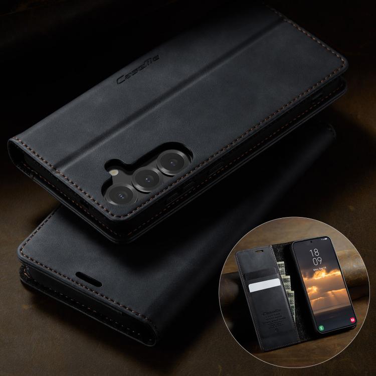 For Samsung Galaxy S24 / S25 5G CaseMe 033 Calf Leather Lining Microfibre RFID Blocking Phone Case