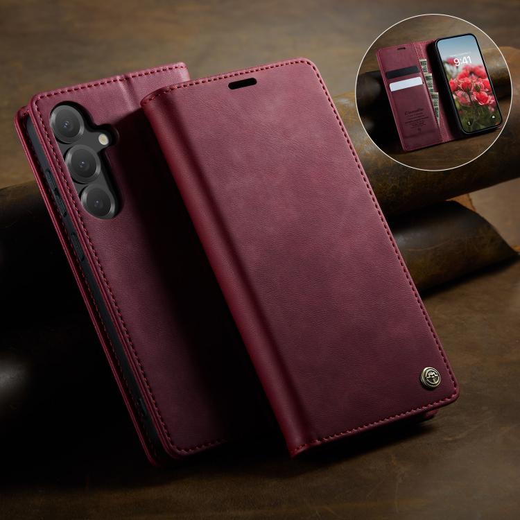 For Samsung Galaxy S24 / S25 5G CaseMe 033 Calf Leather Lining Microfibre RFID Blocking Phone Case