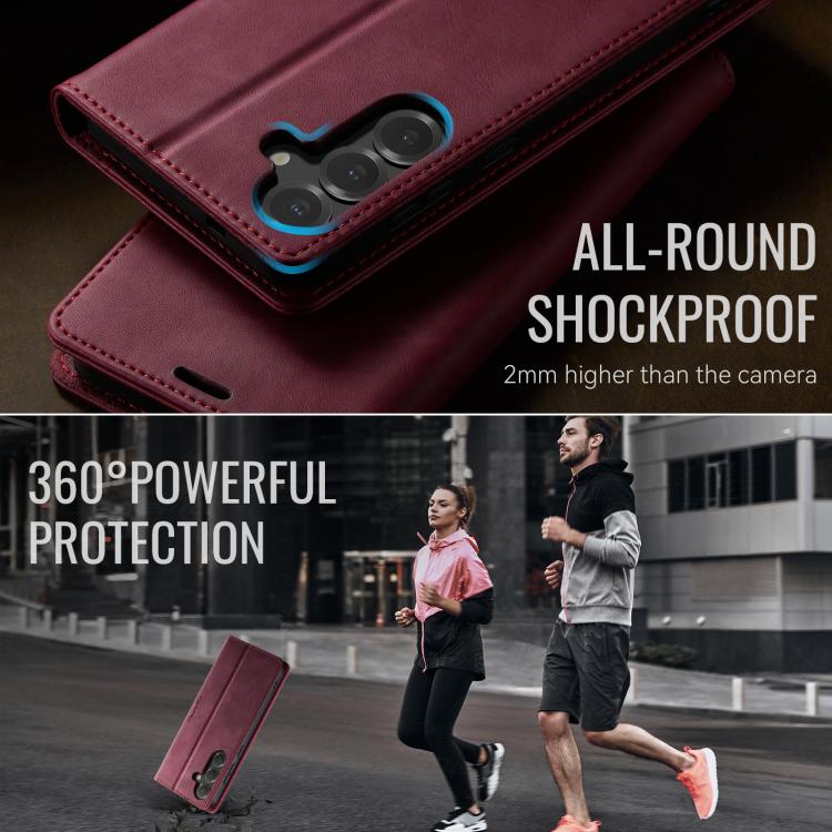 For Samsung Galaxy S24 / S25 5G CaseMe 033 Calf Leather Lining Microfibre RFID Blocking Phone Case
