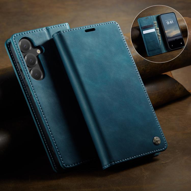 For Samsung Galaxy S24 / S25 5G CaseMe 033 Calf Leather Lining Microfibre RFID Blocking Phone Case