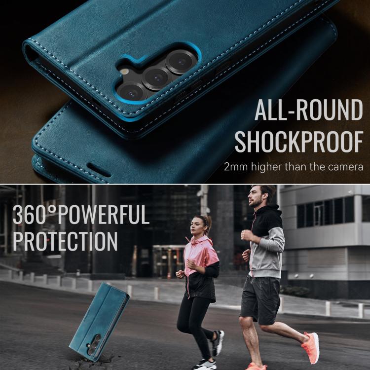 For Samsung Galaxy S24 / S25 5G CaseMe 033 Calf Leather Lining Microfibre RFID Blocking Phone Case