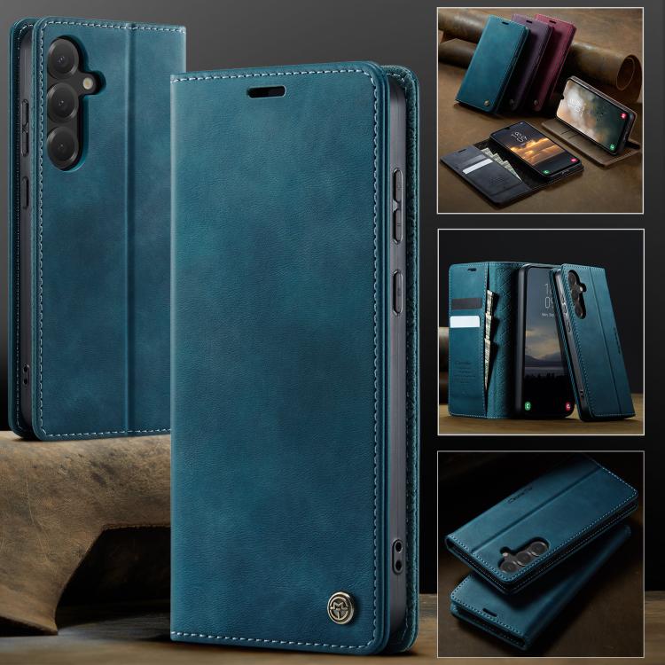For Samsung Galaxy S24 / S25 5G CaseMe 033 Calf Leather Lining Microfibre RFID Blocking Phone Case