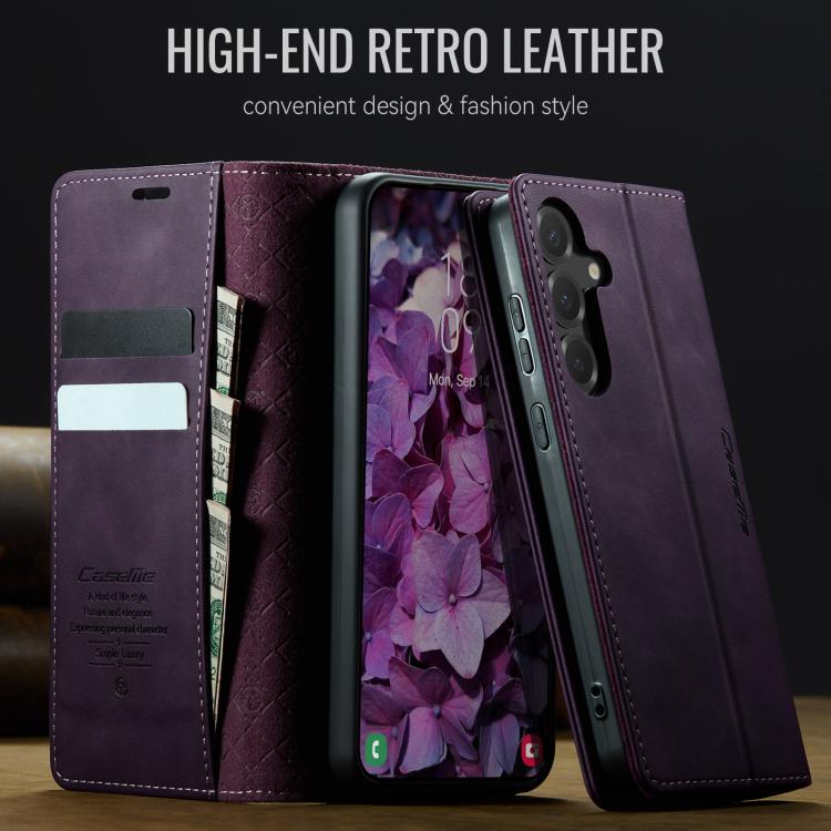 For Samsung Galaxy S24 / S25 5G CaseMe 033 Calf Leather Lining Microfibre RFID Blocking Phone Case