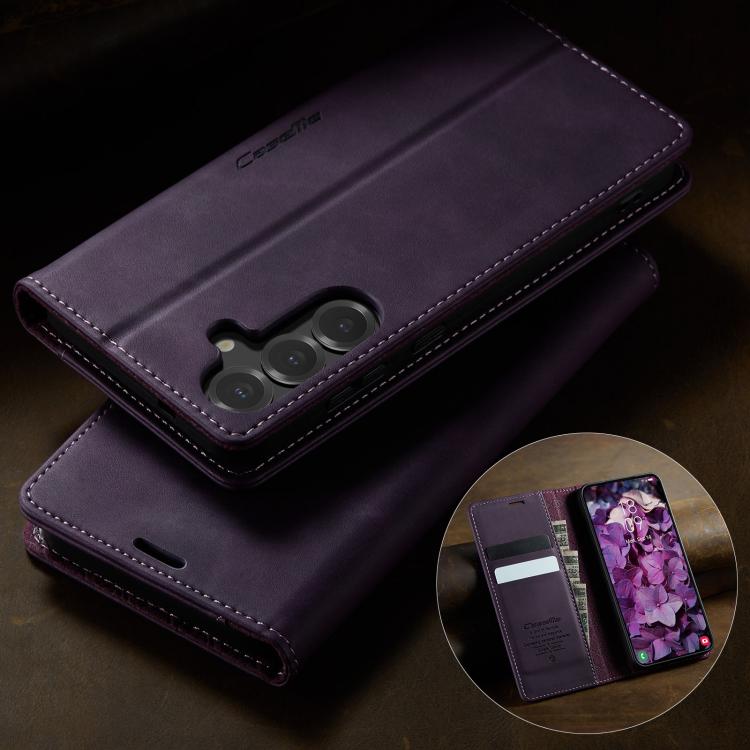 For Samsung Galaxy S24 / S25 5G CaseMe 033 Calf Leather Lining Microfibre RFID Blocking Phone Case