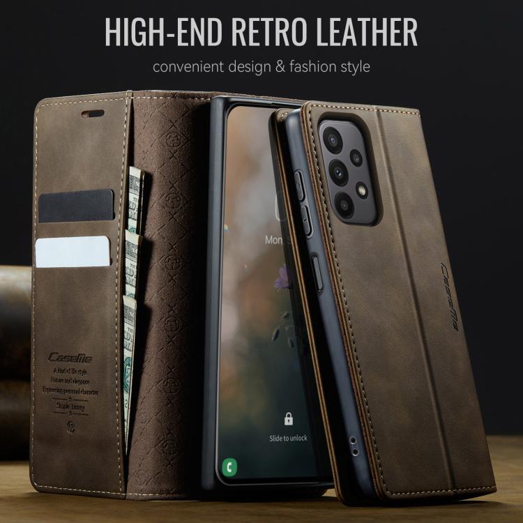 For Samsung Galaxy A23 / M23 CaseMe 033 Calf Leather Lining Microfibre RFID Blocking Phone Case