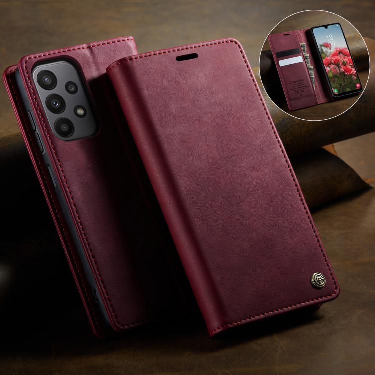 For Samsung Galaxy A23 / M23 CaseMe 033 Calf Leather Lining Microfibre RFID Blocking Phone Case