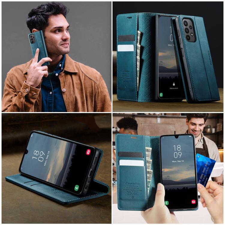 For Samsung Galaxy A23 / M23 CaseMe 033 Calf Leather Lining Microfibre RFID Blocking Phone Case