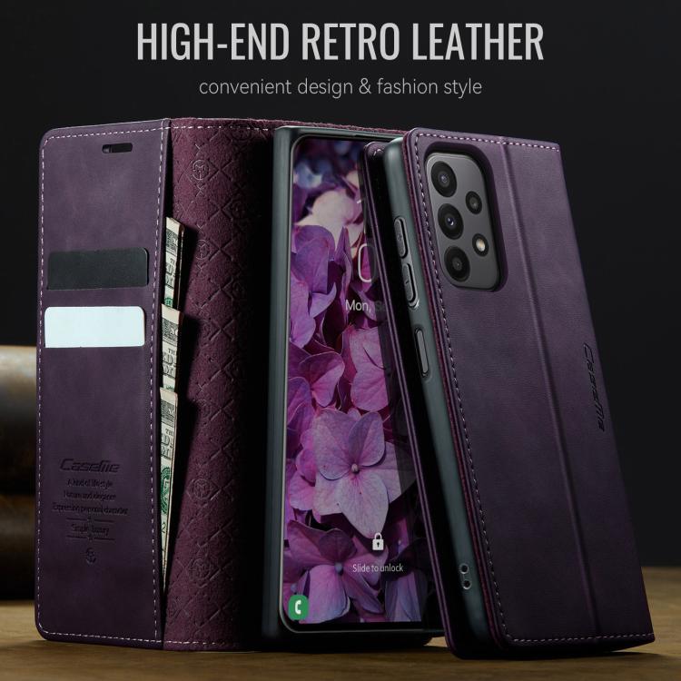 For Samsung Galaxy A23 / M23 CaseMe 033 Calf Leather Lining Microfibre RFID Blocking Phone Case