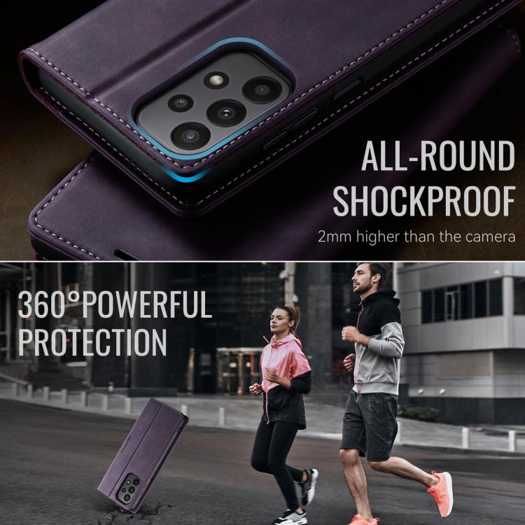 For Samsung Galaxy A23 / M23 CaseMe 033 Calf Leather Lining Microfibre RFID Blocking Phone Case