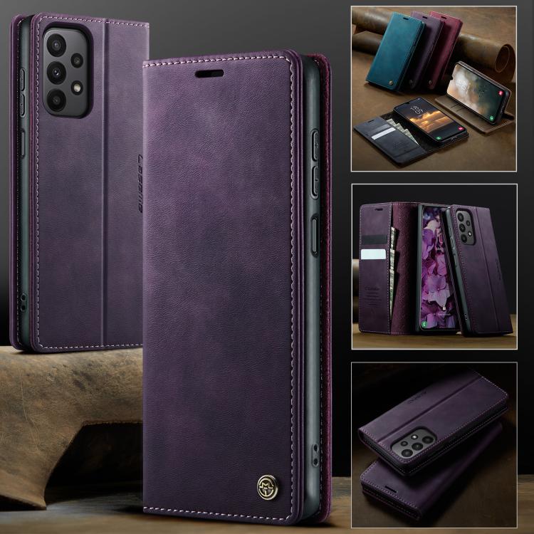 For Samsung Galaxy A23 / M23 CaseMe 033 Calf Leather Lining Microfibre RFID Blocking Phone Case