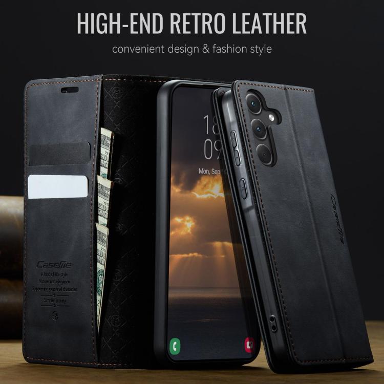 For Samsung Galaxy S23 FE 5G CaseMe 033 Calf Leather Lining Microfibre RFID Blocking Phone Case