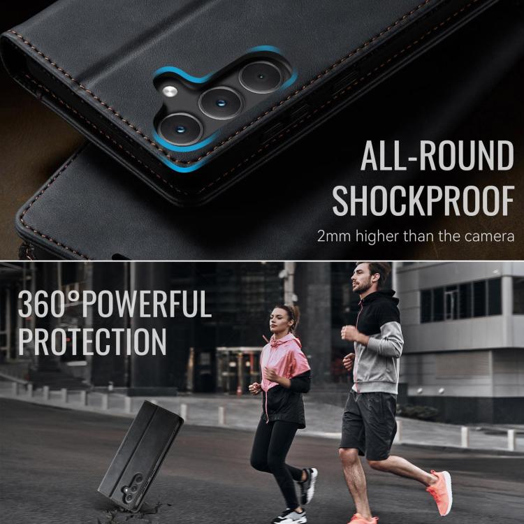 For Samsung Galaxy S23 FE 5G CaseMe 033 Calf Leather Lining Microfibre RFID Blocking Phone Case