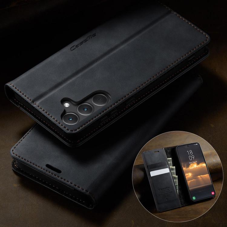 For Samsung Galaxy S23 FE 5G CaseMe 033 Calf Leather Lining Microfibre RFID Blocking Phone Case