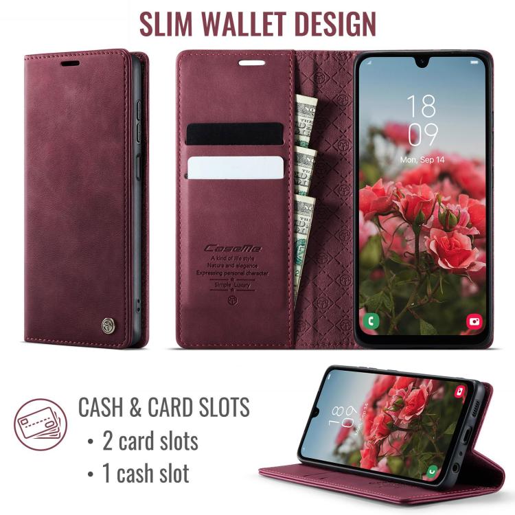 For Samsung Galaxy S23 FE 5G CaseMe 033 Calf Leather Lining Microfibre RFID Blocking Phone Case