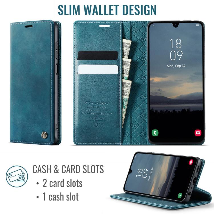 For Samsung Galaxy S23 FE 5G CaseMe 033 Calf Leather Lining Microfibre RFID Blocking Phone Case