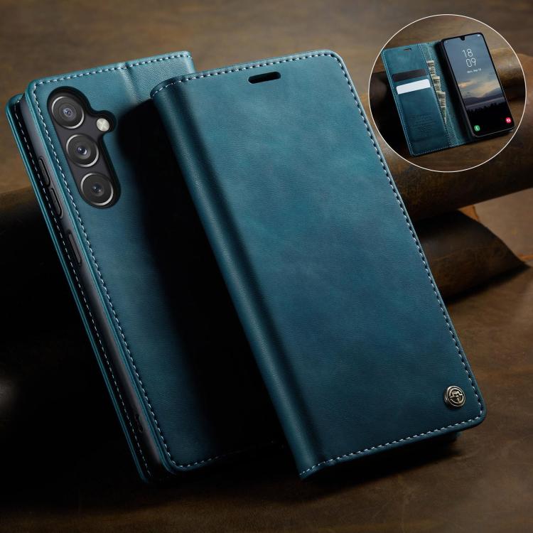 For Samsung Galaxy S23 FE 5G CaseMe 033 Calf Leather Lining Microfibre RFID Blocking Phone Case
