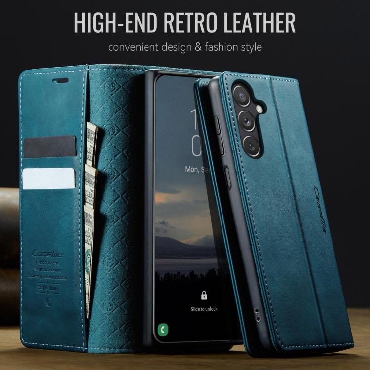 For Samsung Galaxy S23 FE 5G CaseMe 033 Calf Leather Lining Microfibre RFID Blocking Phone Case