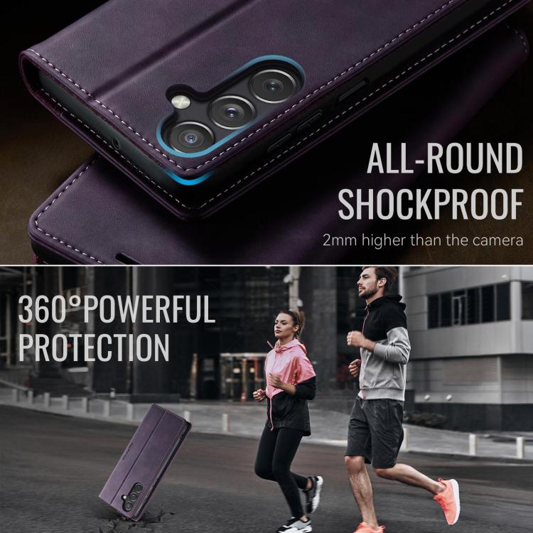 For Samsung Galaxy S23 FE 5G CaseMe 033 Calf Leather Lining Microfibre RFID Blocking Phone Case