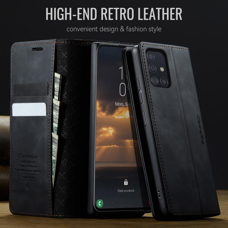For Samsung Galaxy A51 CaseMe 033 Calf Leather Lining Microfibre RFID Blocking Phone Case