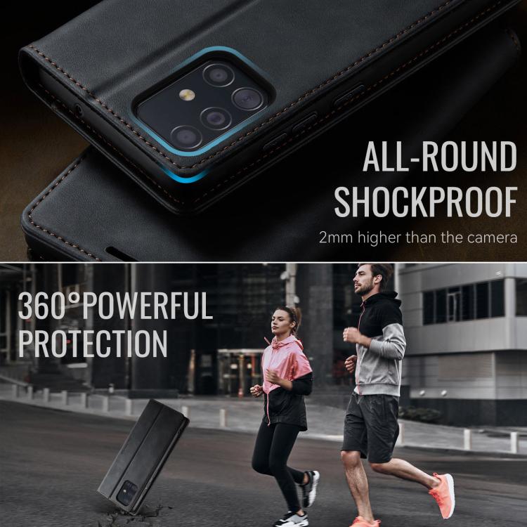 For Samsung Galaxy A51 CaseMe 033 Calf Leather Lining Microfibre RFID Blocking Phone Case