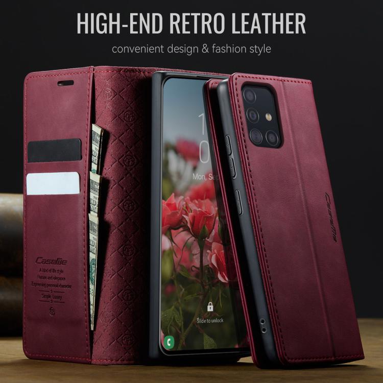 For Samsung Galaxy A51 CaseMe 033 Calf Leather Lining Microfibre RFID Blocking Phone Case