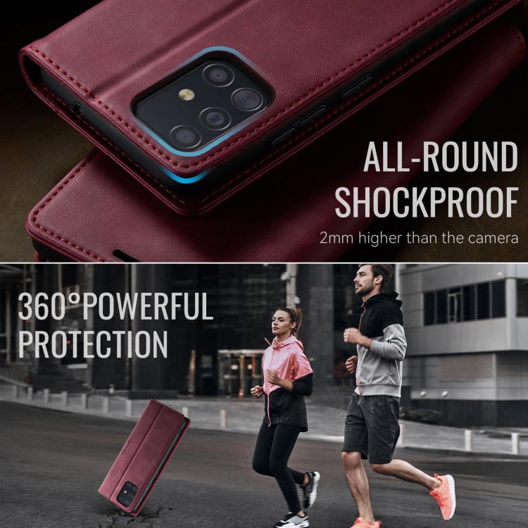 For Samsung Galaxy A51 CaseMe 033 Calf Leather Lining Microfibre RFID Blocking Phone Case
