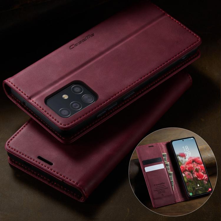 For Samsung Galaxy A51 CaseMe 033 Calf Leather Lining Microfibre RFID Blocking Phone Case