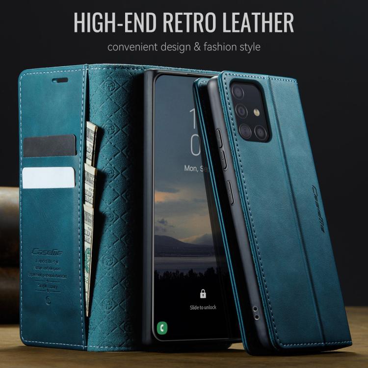 For Samsung Galaxy A51 CaseMe 033 Calf Leather Lining Microfibre RFID Blocking Phone Case
