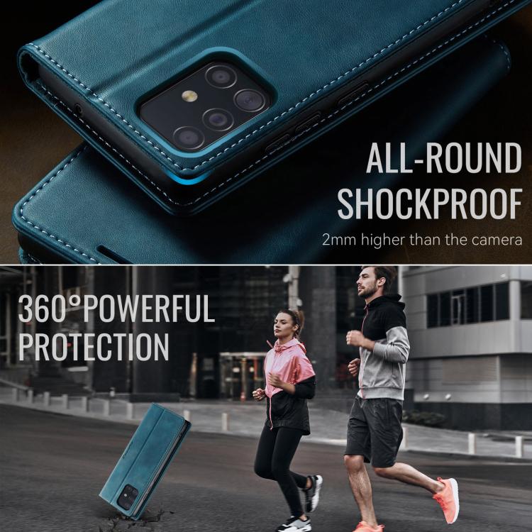 For Samsung Galaxy A51 CaseMe 033 Calf Leather Lining Microfibre RFID Blocking Phone Case