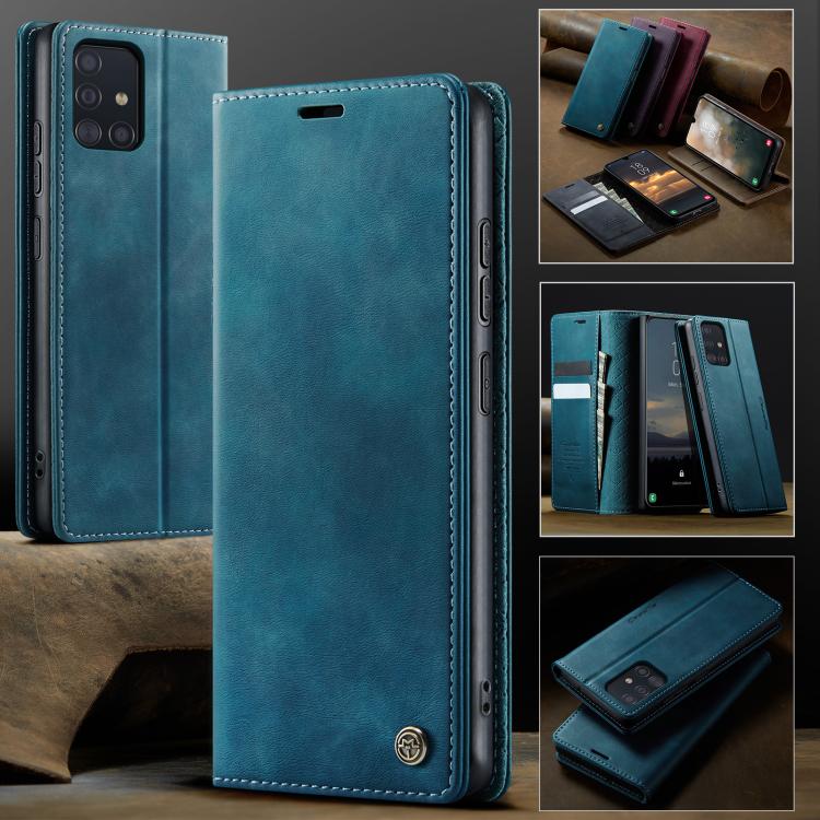 For Samsung Galaxy A51 CaseMe 033 Calf Leather Lining Microfibre RFID Blocking Phone Case
