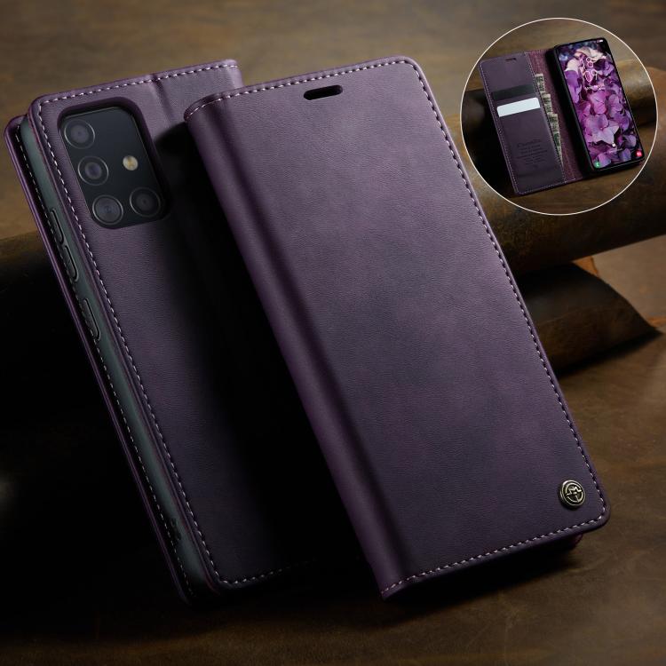 For Samsung Galaxy A51 CaseMe 033 Calf Leather Lining Microfibre RFID Blocking Phone Case