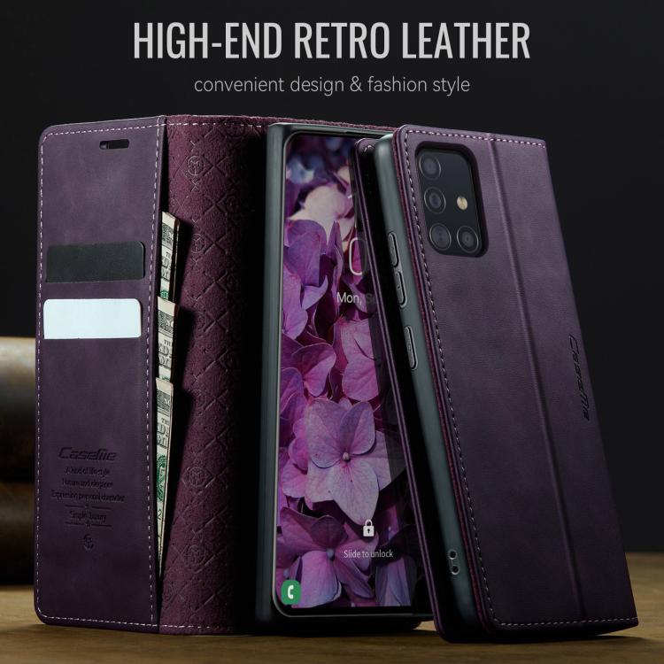 For Samsung Galaxy A51 CaseMe 033 Calf Leather Lining Microfibre RFID Blocking Phone Case
