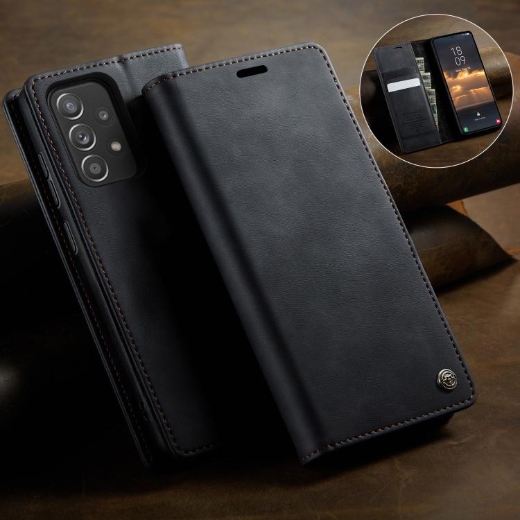 For Samsung Galaxy A52 / A52s 5G CaseMe 033 Calf Leather Lining Microfibre RFID Blocking Phone Case
