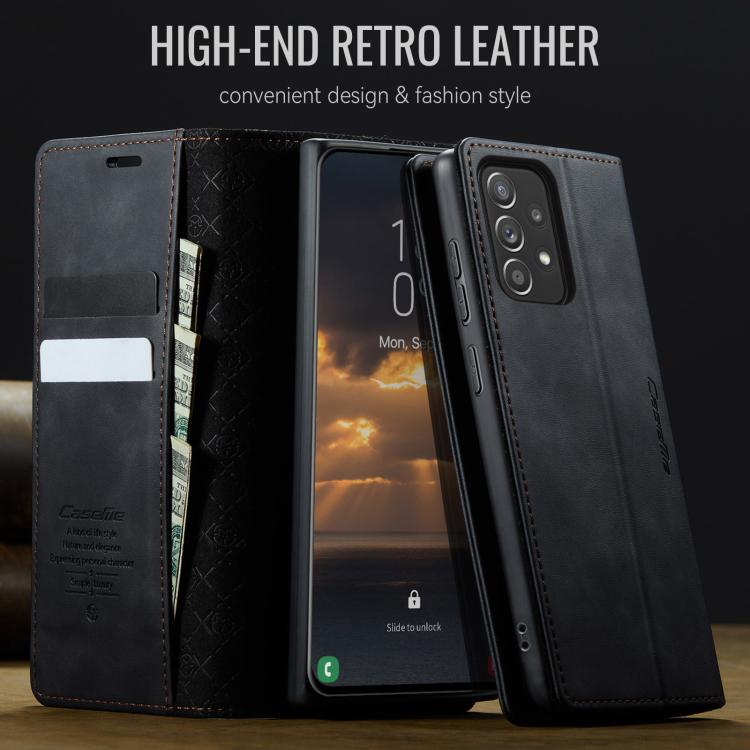 For Samsung Galaxy A52 / A52s 5G CaseMe 033 Calf Leather Lining Microfibre RFID Blocking Phone Case