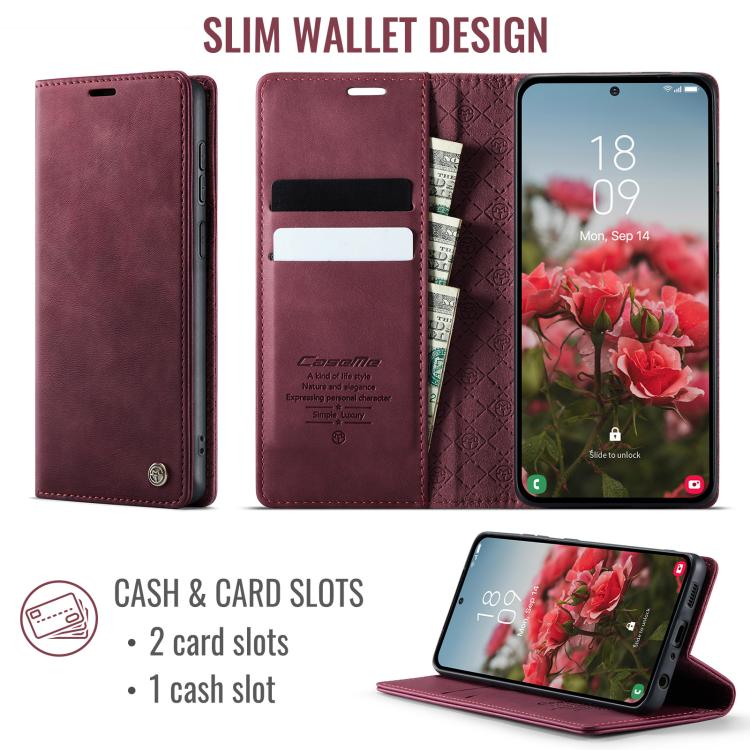 For Samsung Galaxy A52 / A52s 5G CaseMe 033 Calf Leather Lining Microfibre RFID Blocking Phone Case