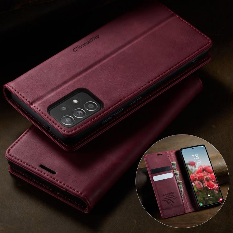 For Samsung Galaxy A52 / A52s 5G CaseMe 033 Calf Leather Lining Microfibre RFID Blocking Phone Case