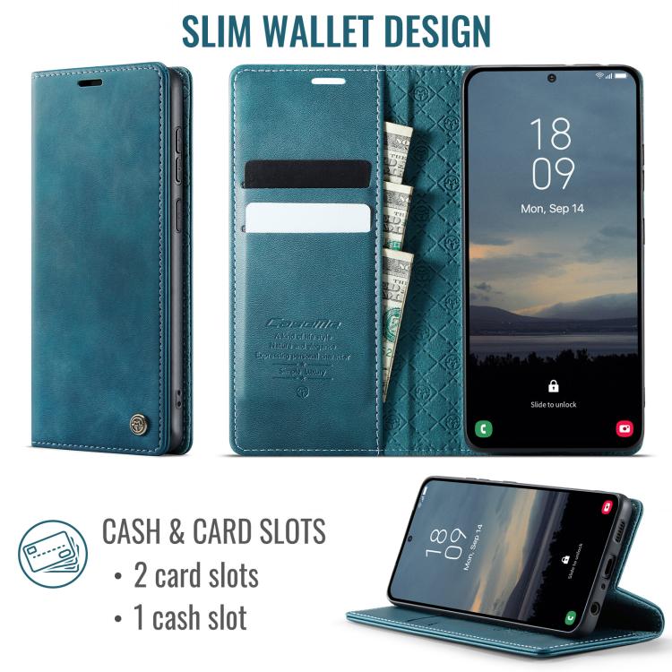 For Samsung Galaxy A52 / A52s 5G CaseMe 033 Calf Leather Lining Microfibre RFID Blocking Phone Case