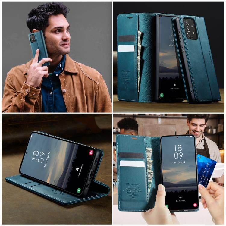 For Samsung Galaxy A52 / A52s 5G CaseMe 033 Calf Leather Lining Microfibre RFID Blocking Phone Case