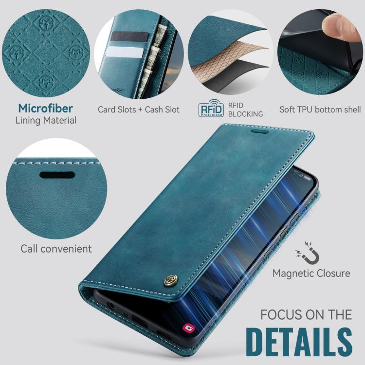 For Samsung Galaxy A52 / A52s 5G CaseMe 033 Calf Leather Lining Microfibre RFID Blocking Phone Case