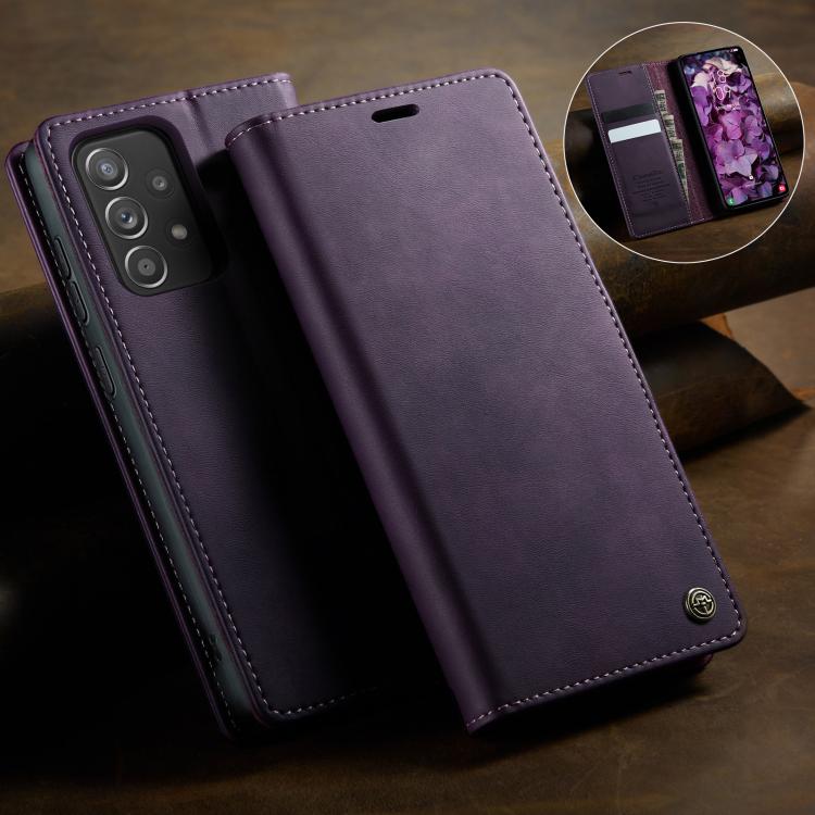 For Samsung Galaxy A52 / A52s 5G CaseMe 033 Calf Leather Lining Microfibre RFID Blocking Phone Case