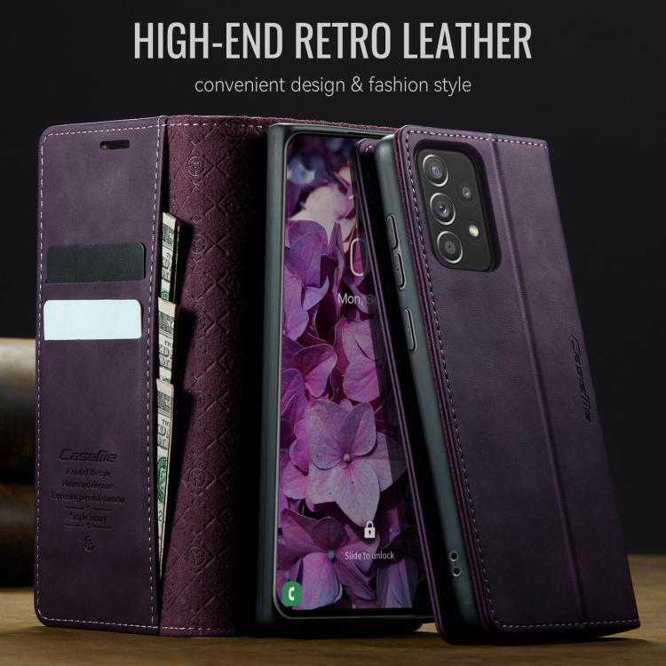 For Samsung Galaxy A52 / A52s 5G CaseMe 033 Calf Leather Lining Microfibre RFID Blocking Phone Case