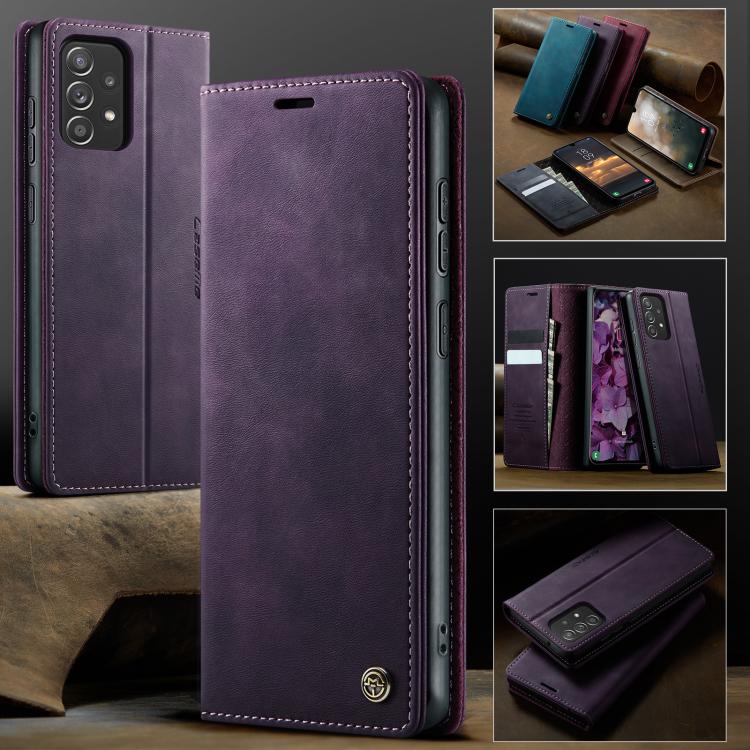 For Samsung Galaxy A52 / A52s 5G CaseMe 033 Calf Leather Lining Microfibre RFID Blocking Phone Case