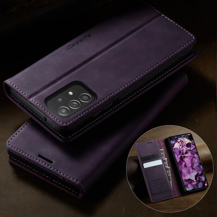 For Samsung Galaxy A52 / A52s 5G CaseMe 033 Calf Leather Lining Microfibre RFID Blocking Phone Case