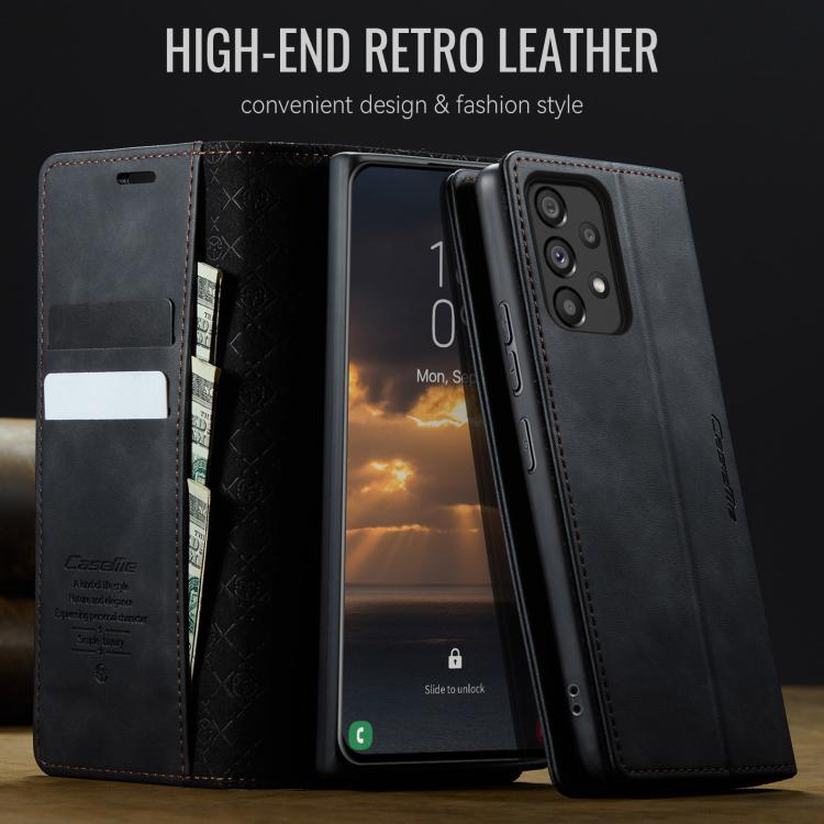 For Samsung Galaxy A53 CaseMe 033 Calf Leather Lining Microfibre RFID Blocking Phone Case
