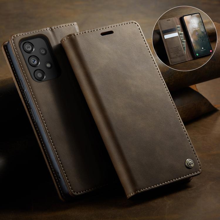 For Samsung Galaxy A53 CaseMe 033 Calf Leather Lining Microfibre RFID Blocking Phone Case