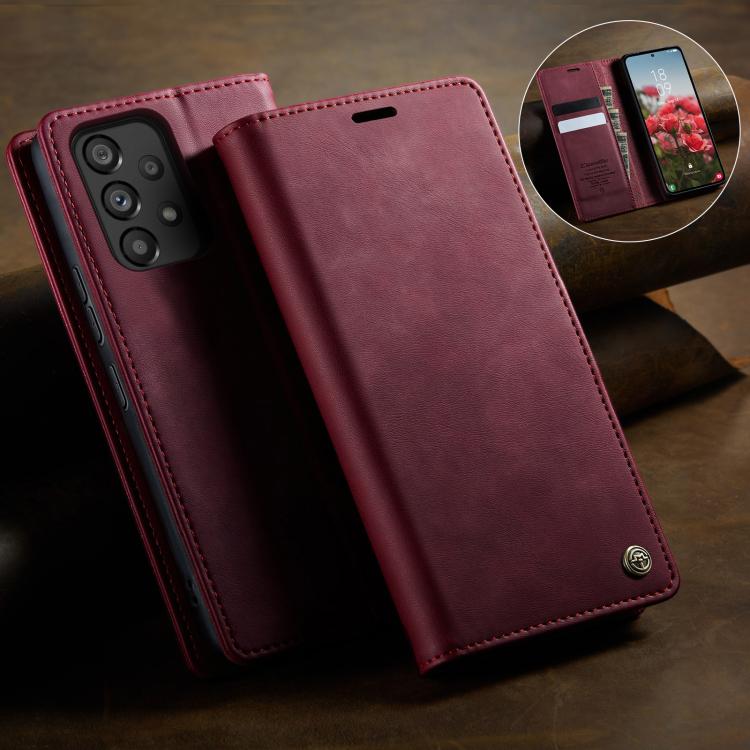 For Samsung Galaxy A53 CaseMe 033 Calf Leather Lining Microfibre RFID Blocking Phone Case