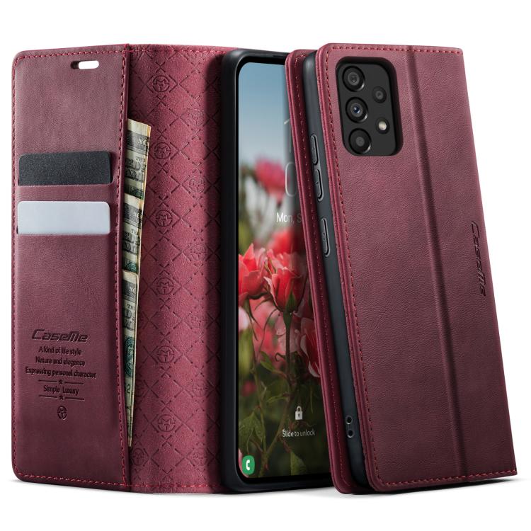 For Samsung Galaxy A53 CaseMe 033 Calf Leather Lining Microfibre RFID Blocking Phone Case