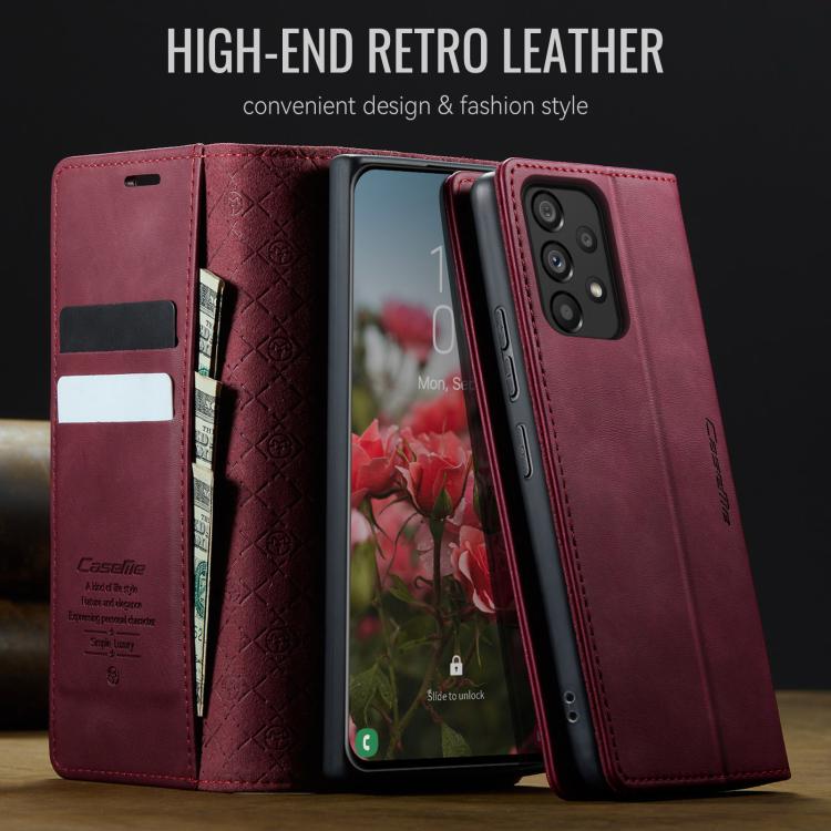For Samsung Galaxy A53 CaseMe 033 Calf Leather Lining Microfibre RFID Blocking Phone Case
